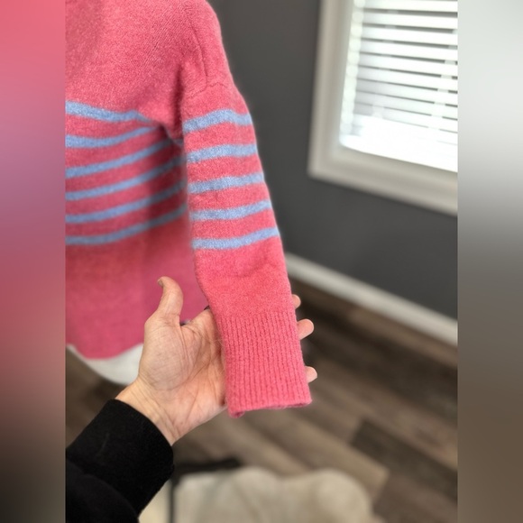 Vineyard Vines Alpaca Wool Sweater Medium Knit Pink Striped Boat Neck Women - Picture 3 of 6